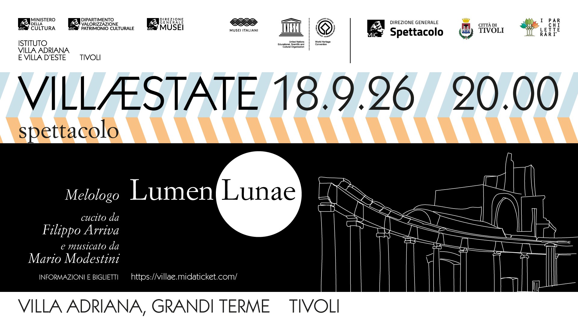 A Villa Adriana lo spettacolo “Lumen Lunae”, un viaggio tra musica e parole per raccontare l’Imperatore Adriano